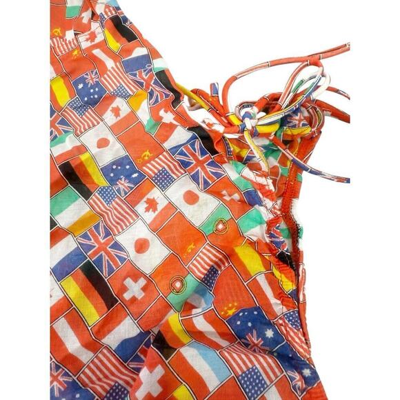 Vintage Fabric Flag Tan Through One Piece Swimsuit 70’s/80’s Open Back Women XS? - Picture 4 of 10